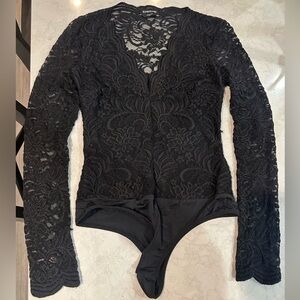 Bebe black size XS lace long sleeve Bodysuit
